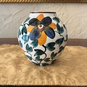 Schramberg SMF Germany Hand Painted Floral Ceramic Vase with Multicolor Design